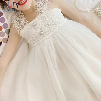 

Humor Bear New Girls Dress Summer Hollow Sweet Lace Sling Sleeveless Kids Birthday Party Princess Dress Children's Clothing