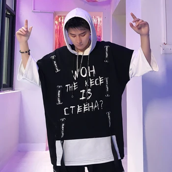 

Men's Short-sleeved Sweater Japan Korea Hip-hop Loose Casual Hooded T Street Youth Tide Brand 5 Points Sleeve Shirt