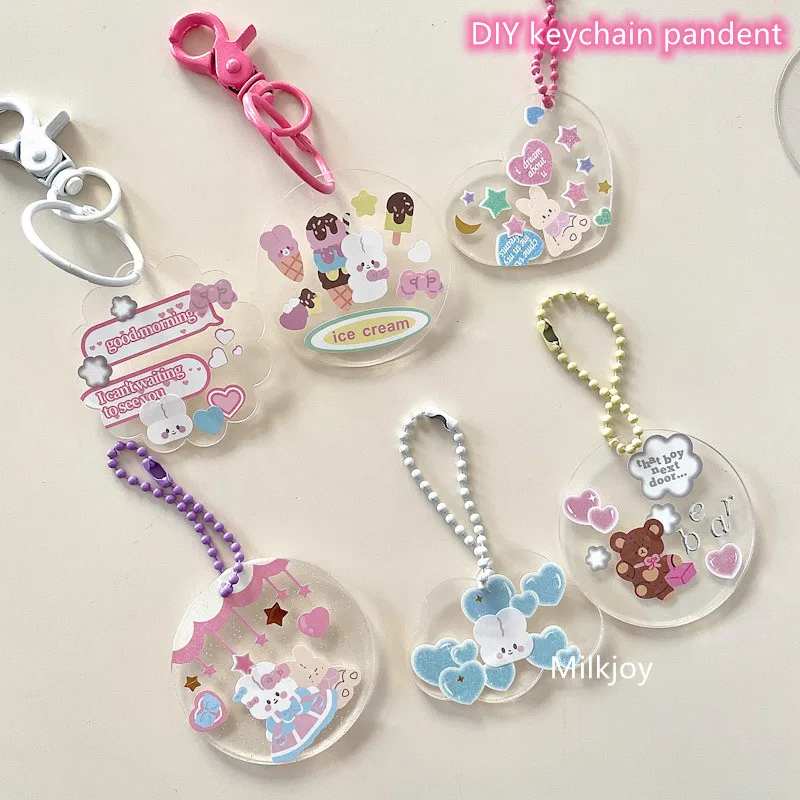 

Kawaii DIY собственный брелок Pandent Kpop прозрачный акриловый диск звезда погоняющая подвеска школьные канцелярские принадлежности