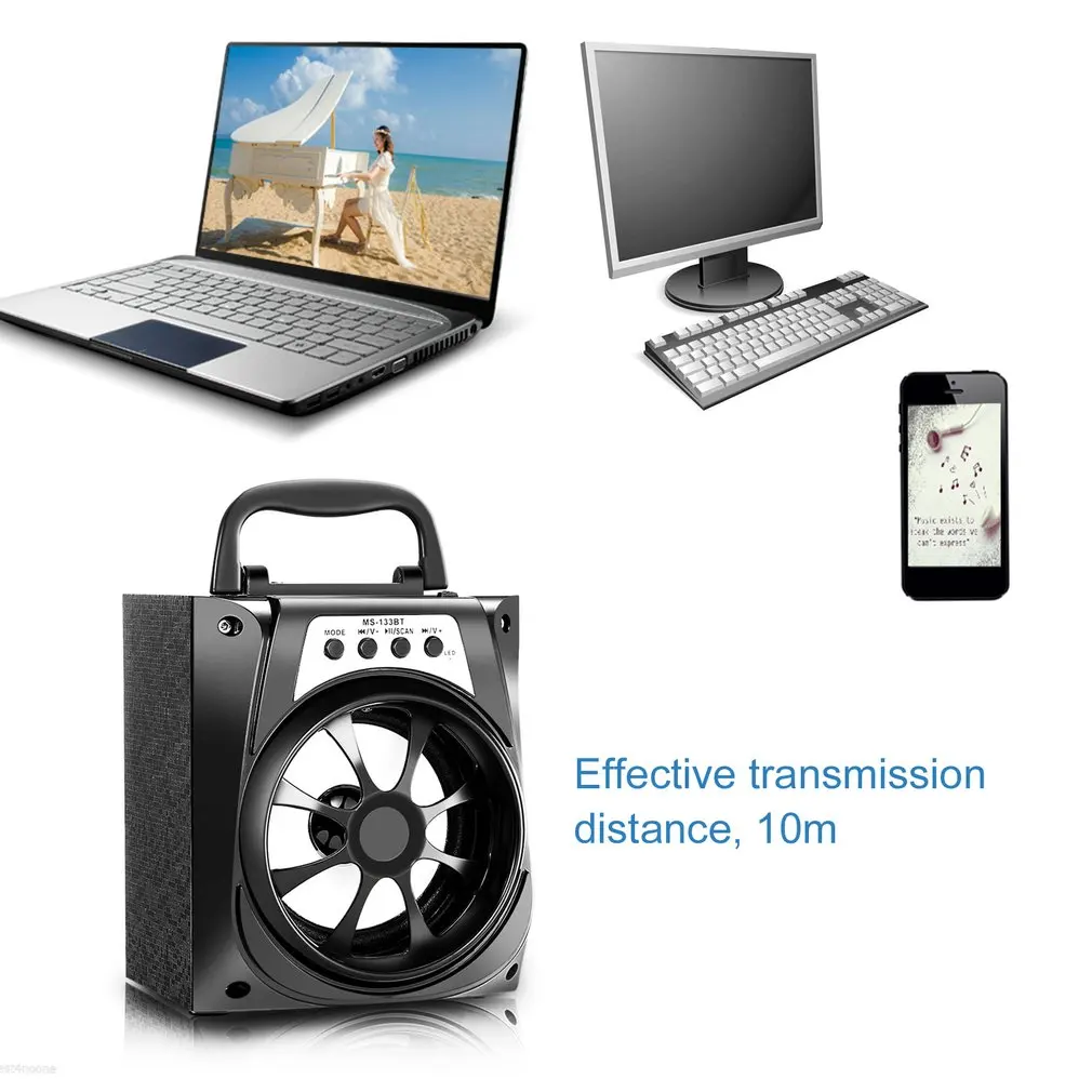 MS-133BT Многофункциональный портативный с высокой выходной мощностью fm-радио динамик стерео музыка беспроводной Рабочий Аудио Громкий динамик