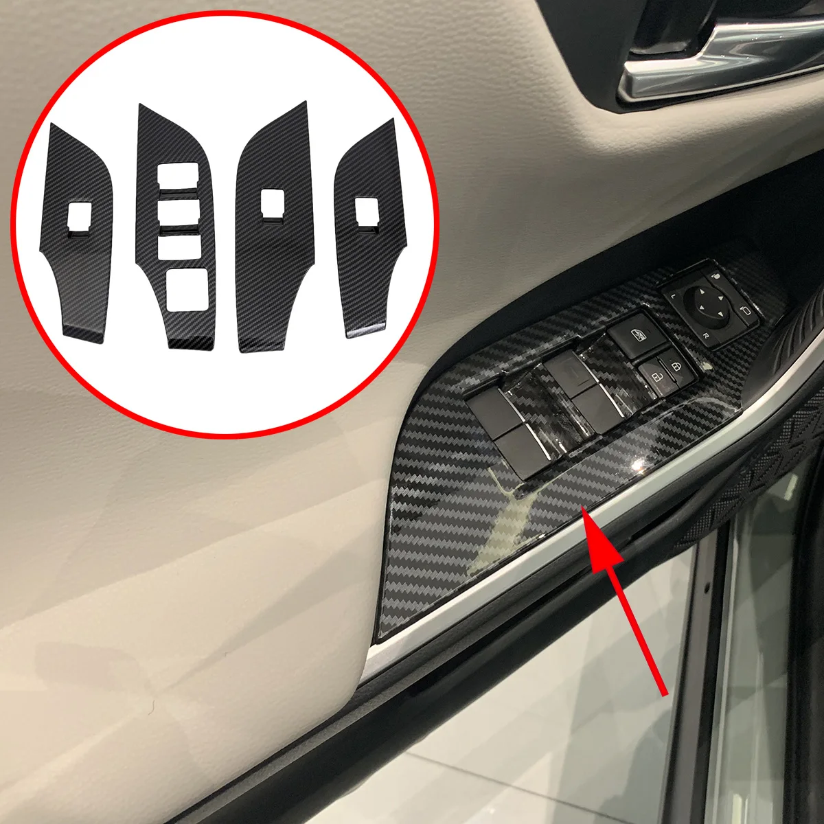 Подходит для Toyota RAV4 2019 2020 переключатель из углеродного волокна двери и окна