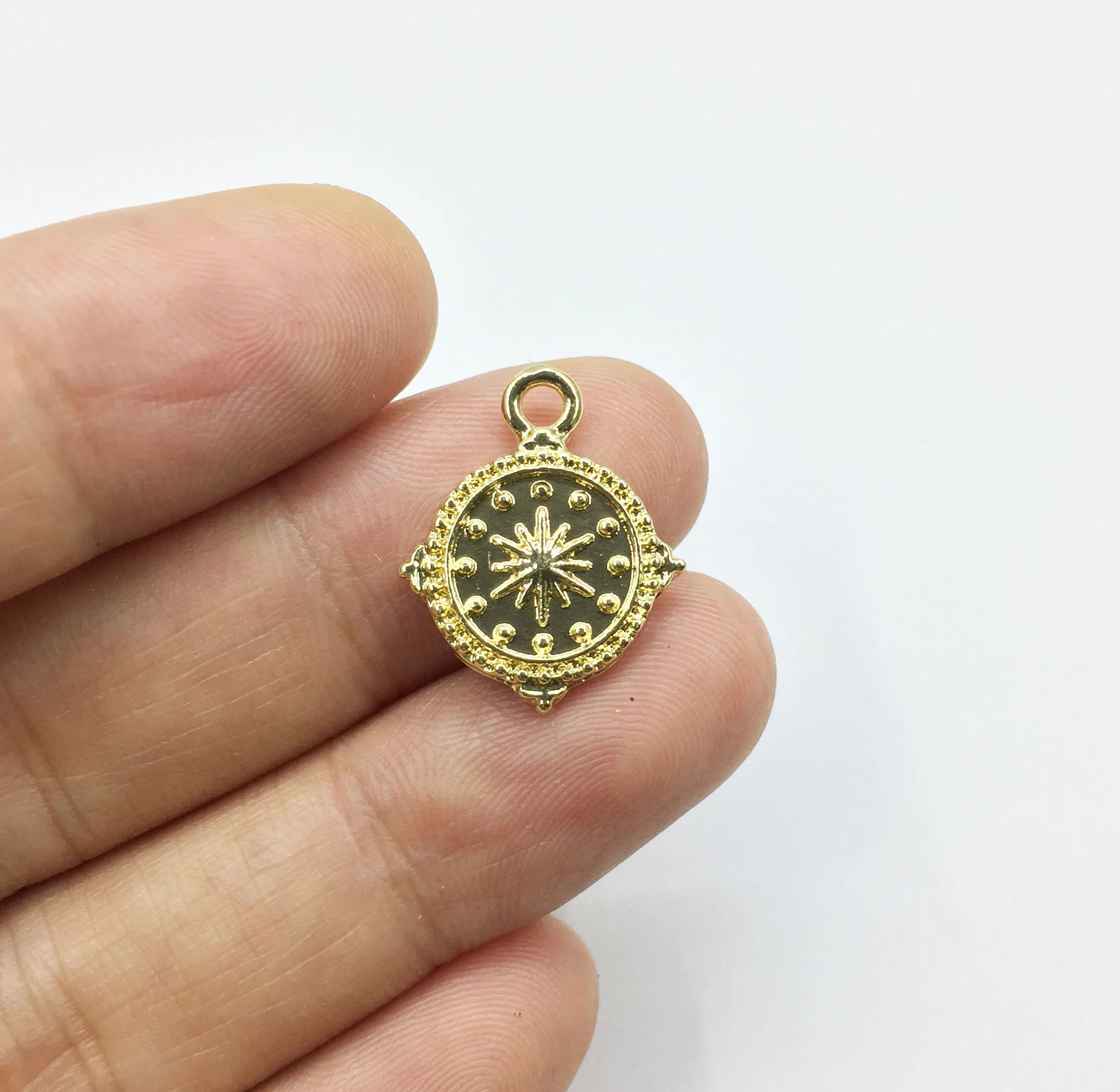 Eruifa 20 шт 13 мм хороший принт звезды Монета Золото/Посеребренная цинковая водвеска из сплава ювелирные изделия DIY ожерелье 2 цвета
