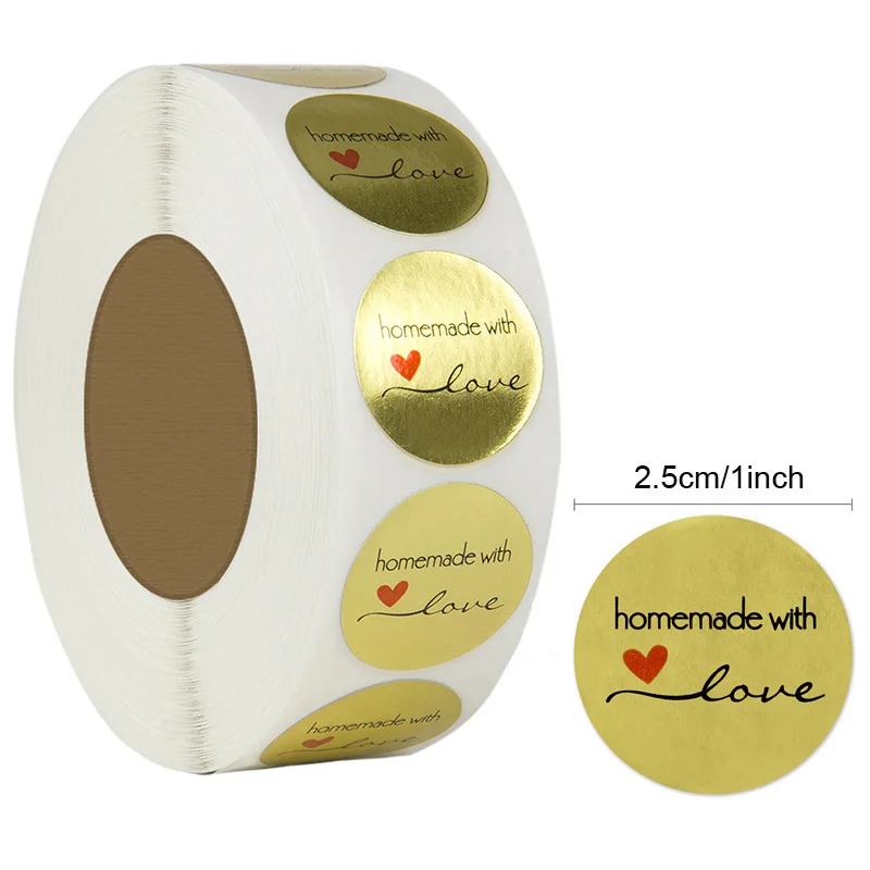 500 шт/рулон 1 дюйм домашняя с любовью наклейка s Золотое сердце форма этикетка наклейка для контейнеры банки сумки бутылки торт хлеб упаковка - Color: 4