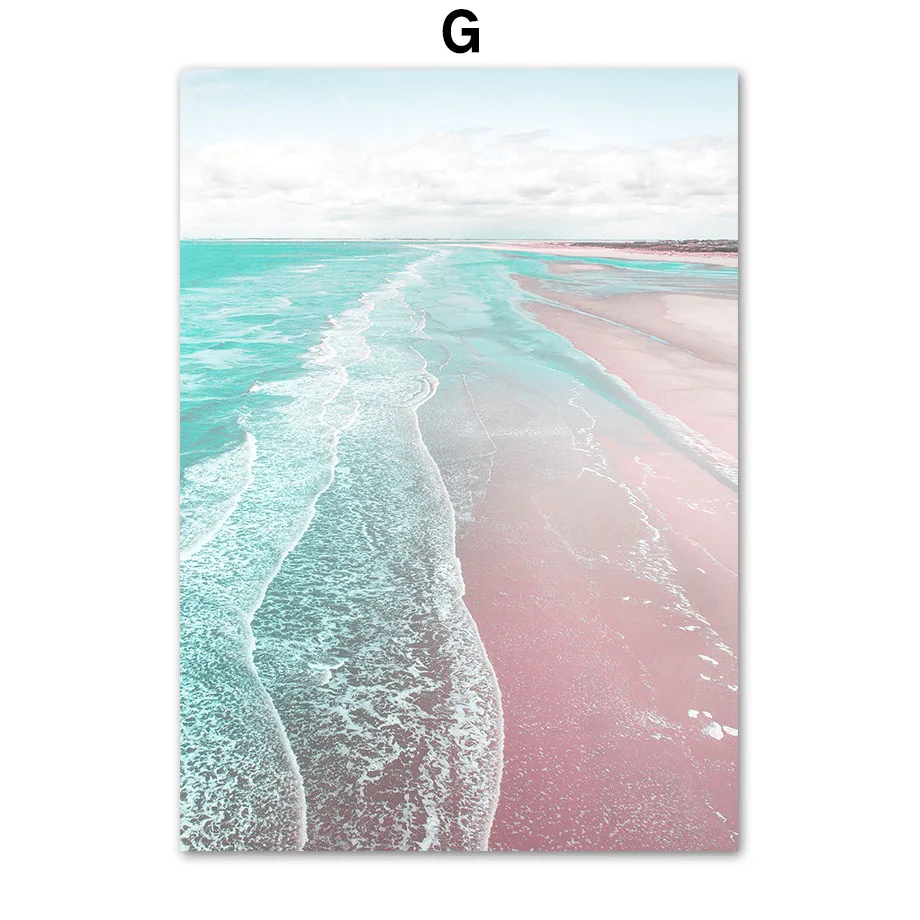 Sea-Beach-Pink-Parasol-Car-Coconut-Tree-Wall-Art-Canvas-Painting-Nordic-Posters-And-Prints-Wall (9)