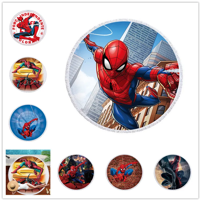 

Disney Spider Man Bath Towel Soft Round Summer Beach Towel Vacation yoga crawling picnic Children gift