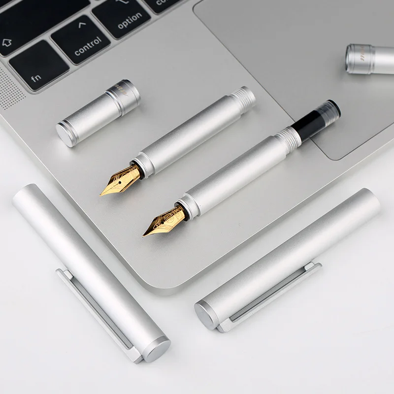 Metal Texture Aluminum Alloy Fountain Pen Extra Fine Nib 0.38mm HU