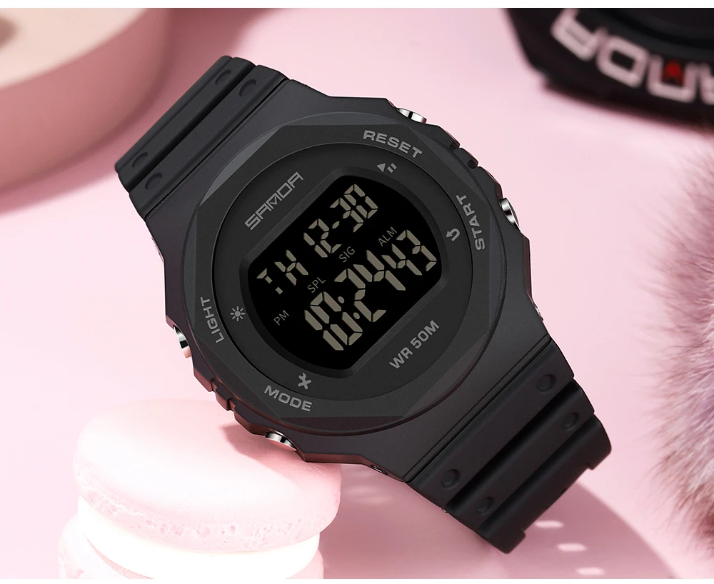 SANDA Fashion Brand Sports Women Watches LED Electronic Digital Waterproof Ladies Clock Female Wristwatch relogio feminino 6069