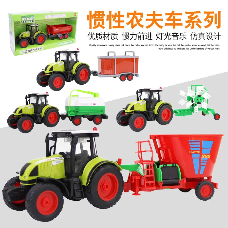 

Children'S Educational Storyteller Sound And Light Inertia Farmer Car Series Toy Farm Tractor Reaping Machine Toy