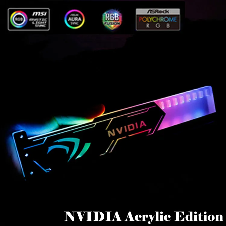Красочный RGB светодиодный дисплей с карточным корпусом, светильник с разъемом для лампы, держатель GPU. Кулер для воды - Цвет: NVIDIA 5V 3PIN