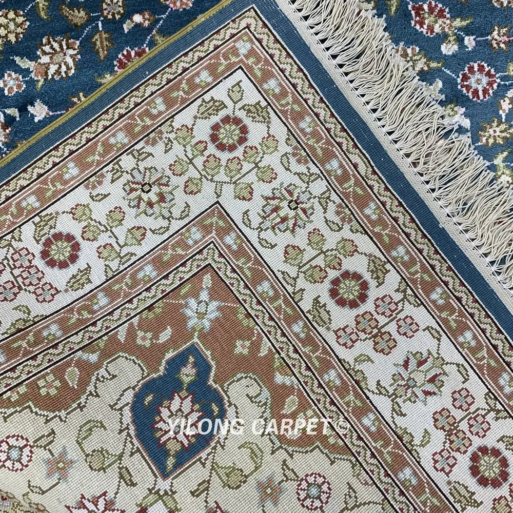 YILONG 3'x5' античный Тебриз синий ковер изысканный vantage турецкие шелковые коврики (HF237B)
