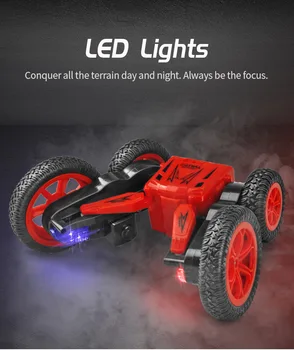 

2.4G remote control rotating double-sided stunt car with light dump truck child charging deformation toy Children Toy Gift