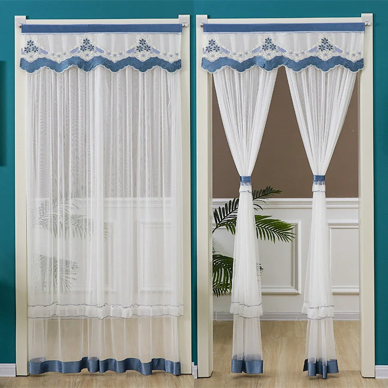 Lace Embroidery Gauze Anti Mosquitoes Door Curtain Double Let In Air