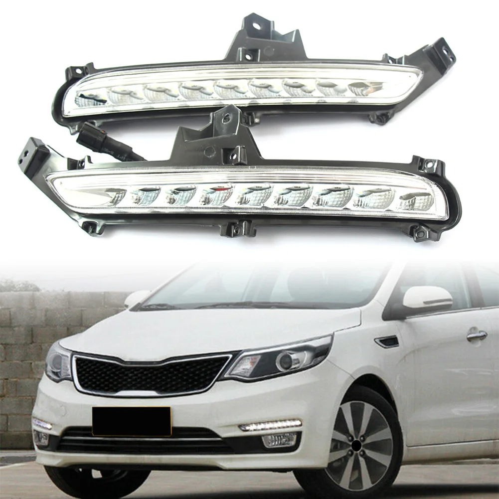 

Дневные ходовые огни для KIA K2 2015 2016, светодиодные дневные ходовые огни с желтым указателем поворота, автомобильные аксессуары, сменные двухцветные