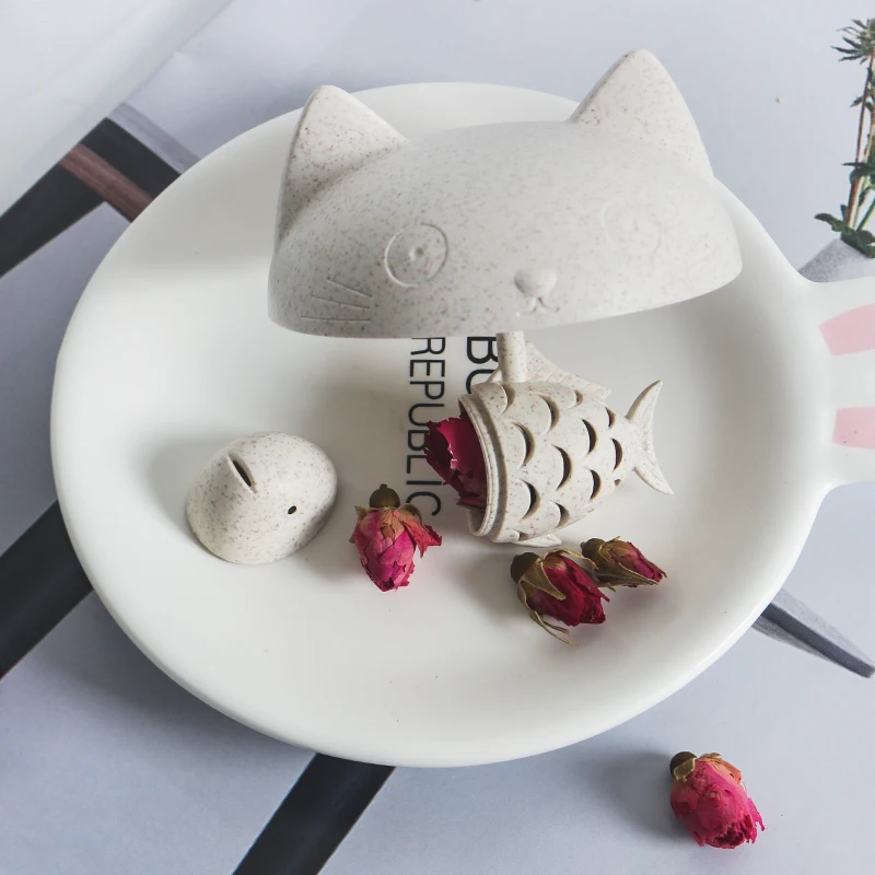 Новинка кофейная кружка Kawaii Cat Fish креативная стеклянная чайная с фильтром и