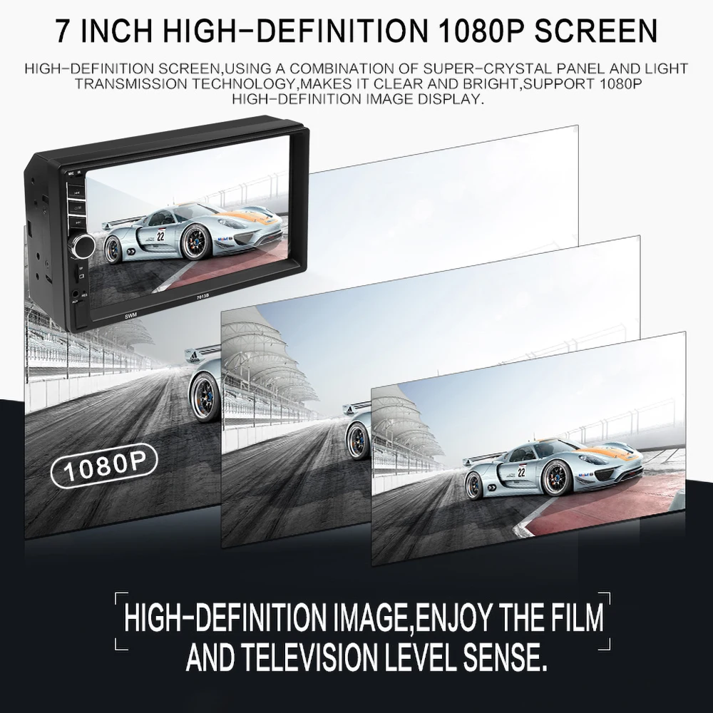 Bundwin Автомагнитола Handsfree 2 Din Авто " Bluetooth MP5 плеер мульти Аудио режим воспроизведения Поддержка Siri управление с камерой