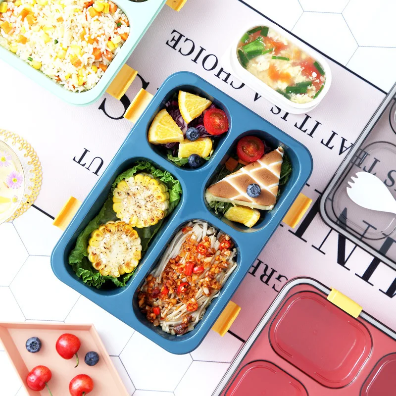 Contenitori per alimenti in stile giapponese Bento box portatili per esterni, lunch box a prova di perdite per bambini con tazze da zuppa e scatole per la colazione_voghion.com