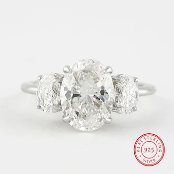 

2020 Hot 925 Sterling Silver Rings For Women Egg-shaped crystal zircon wedding engagement luxury Fashion Ring Gifts for Women