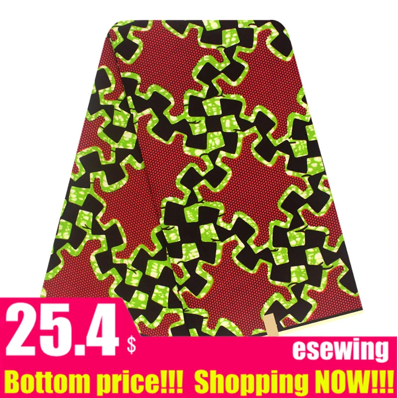 Настоящий гарантированный настоящий голландский воск высокого качества, ткань с принтом, 6 ярдов, африканская ткань для шитья, 120414