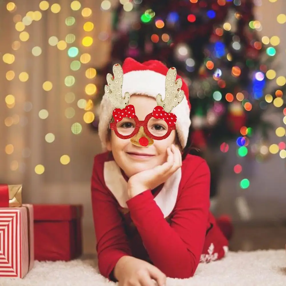 5PCS Christmas Party Glasses Antlers Sequin Glasses Toys Party Supplies Props for Birthday Gifts Christmas Decoration