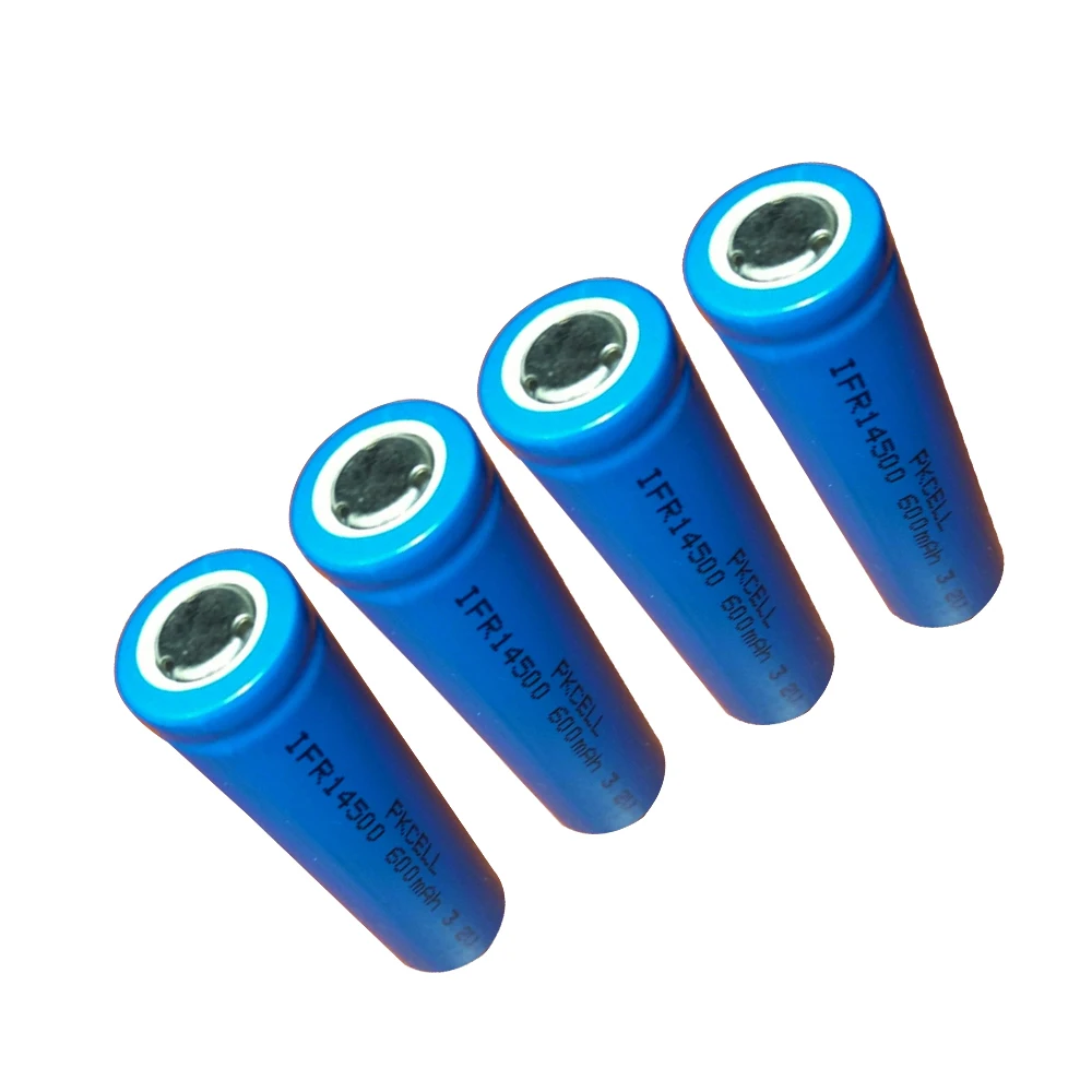 4Pcs/Lot PKCELL IFR14500 14500 600mAh AA 3.2V Lithium iron phosphate power battery rechargeable batteries for Electric Shaver