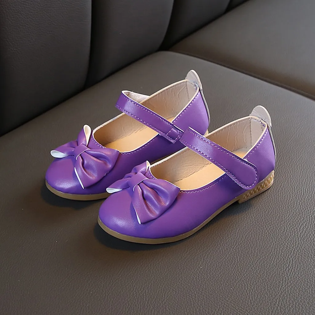 Детская однотонная повседневная обувь принцессы с бантом для маленьких девочек Повседневная однотонная обувь из искусственной кожи для маленьких девочек