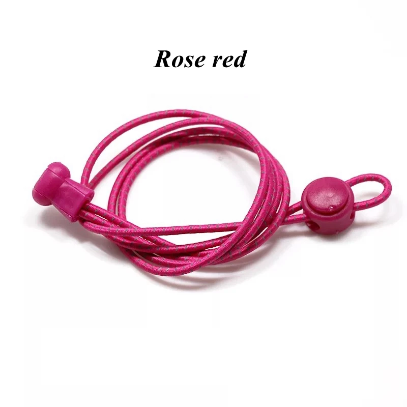 Rose red Светоотражающие эластичные шнурки, Круглый растягивающийся обувь на шнурках и застежке, бренд, без галстука, шнурки, уличные кроссовки для отдыха, обувь без шнурка - Цвет: Rose red