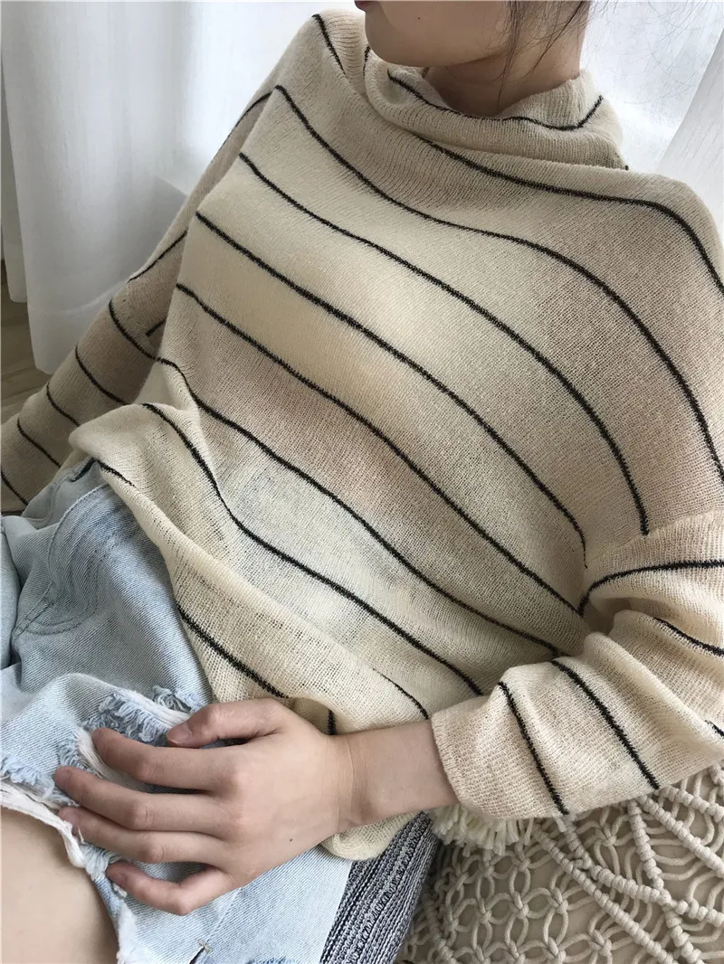 XITAO тонкий вязаный свитер женский модный осенний элегантный пуловер в полоску повседневный в этническом стиле свободный свитер WLD2972