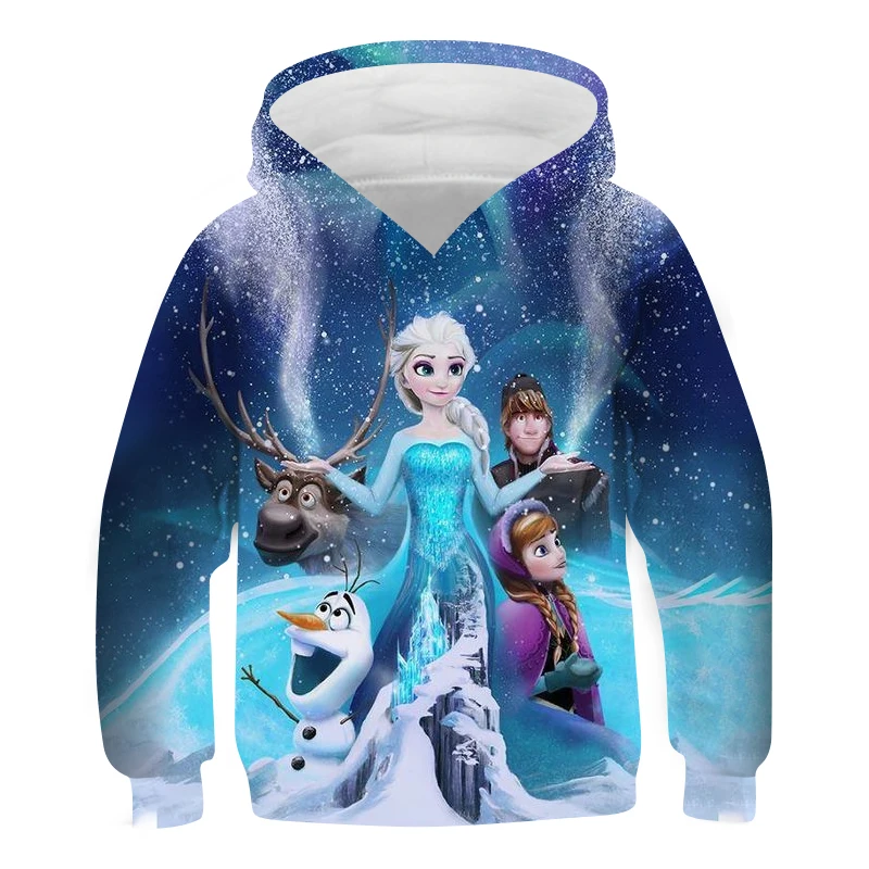 Cute Girls Hoodies Cartoon Frozen Anna Elsa Princess Flower Printed Kid Sweatshirt Baby Children Clothes Girl Hoodied | Детская одежда