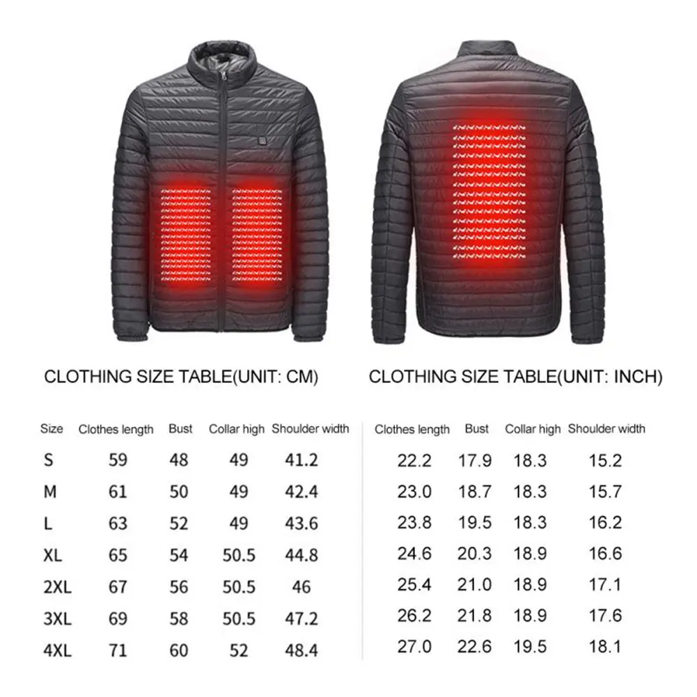 Куртка с электрическим подогревом, мужская, USB, инфракрасная, термальная куртка, USB интерфейс, Отопление, хлопок, стеганая одежда, зимняя теплая одежда