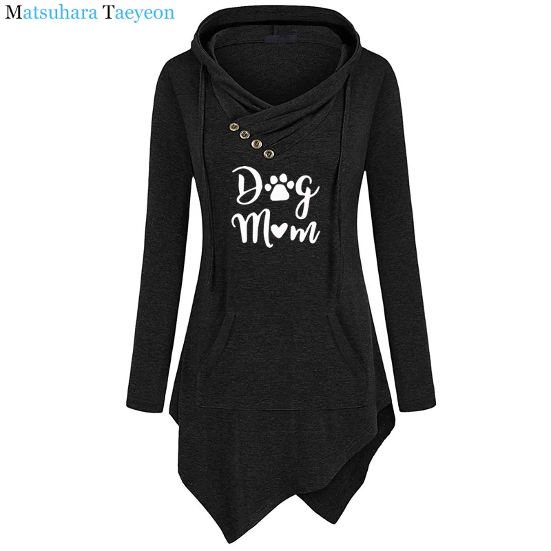 2019 New Fashion Dog Mom Print Hoodie Casual Short Sleeve Plus Size Hoodies Women Female Cotton Cute Tops For | Женская одежда