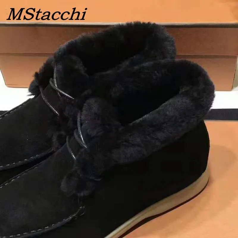 Mcacchi/Лидер продаж; женские ботильоны для женщин; замшевые зимние ботинки на шнуровке; зимняя удобная обувь на плоской подошве; женские шерстяные ботинки