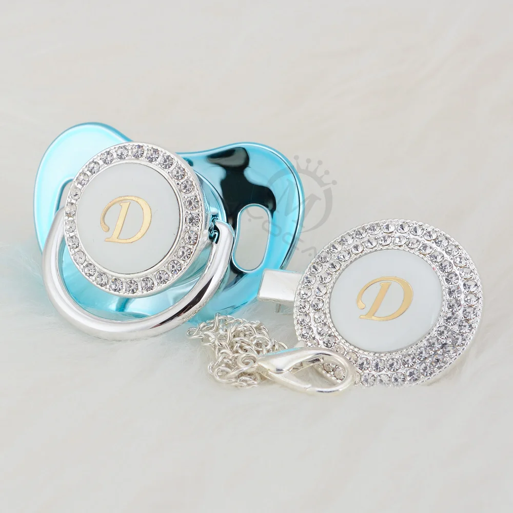 BLING bling имя инициалы буквы D красивый bling соска и соска клип набор BPA бесплатно пустышка bling babyshower подарок LD-1