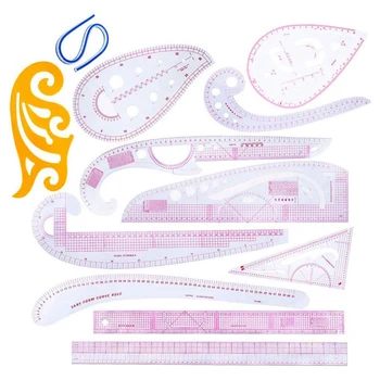 

12Pcs Sewing Cutting French Curve Rulers Set Yardstick Measure Dressmaking Drawing Tools
