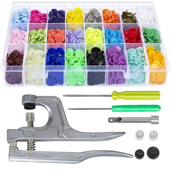 

U Shape Fastener Snap Pliers 360 Sets Snap Button With Snaps Pliers Tool Kit Plastic Resin Press Stud Cloth Diaper Sewing Tool