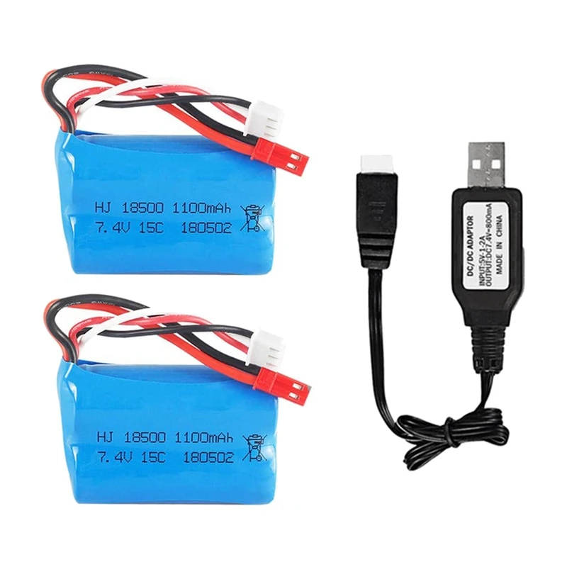 7.4V 1100Mah Li-Ion Battery JST Plug for HQ 827 823 871 RC Car Boat Spare Parts Accessories 2 Pack with USB Charger 7.4V 1100Mah Li-Ion Battery JST Plug for HQ 827 823 871 RC Car Boat Spare Parts Accessories 2 Pack with USB Charger