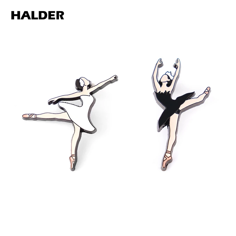 Halder Dancer Pin Ballet Girl Dancing White Swan Black Swan Badge Dancing Fans Spilla Smaltata Spilla Da Bavero Zaino Per Regalo Studen