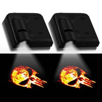 

2pcs wireless LED car door welcome laser projector skull skull logo ghost light For BMWs Volkswagens Hondas Toyotas Nissans