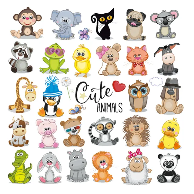 Buy Cute Animal Patches Set | Iron-On Fashion Stickers | Heat Transfer Fabric Patches | Clothes Accessories | Online Shopping