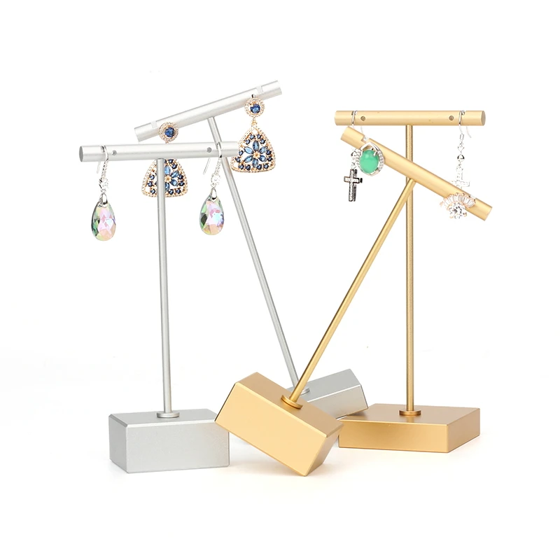 Sliver Metal Earring T-shaped Jewelry Display Stand Removable Bracket Chassis Portable  For Jewellery Profession Organizers data cable storage box charging cable rotating winding reel portable mobile phone cable management box cable organizers