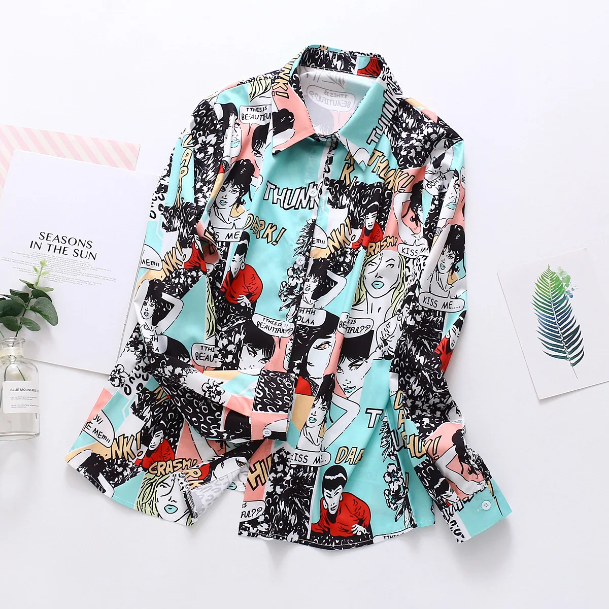 Женская рубашка с длинным рукавом и отложным воротником весна-лето 2020