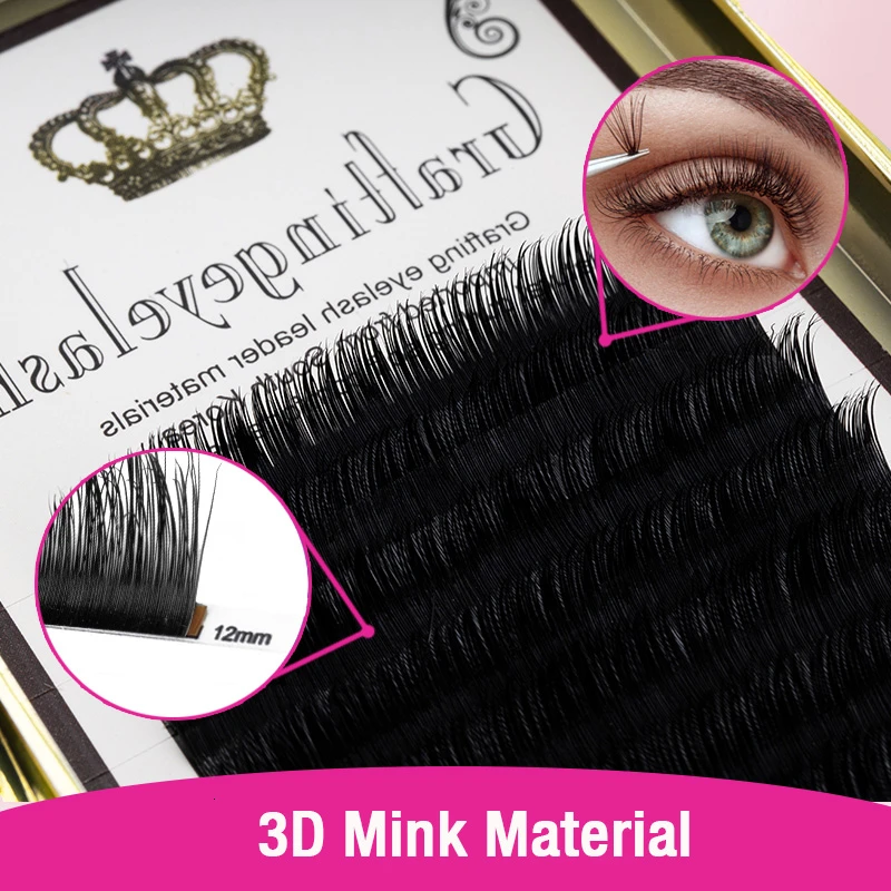 

DORADOSUN 12 Row 3D Mink Individual Eyelash Lashes Natural Maquiagem Cilios For Professionals Soft Eyelash Extension 8-12mm