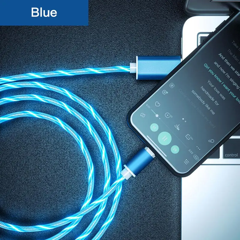 ESVNE светодиодный магнитный кабель для iphone Магнитный usb-кабель для зарядки кабель Micro Usb type C для быстрой зарядки смартфона - Цвет: Blue cable