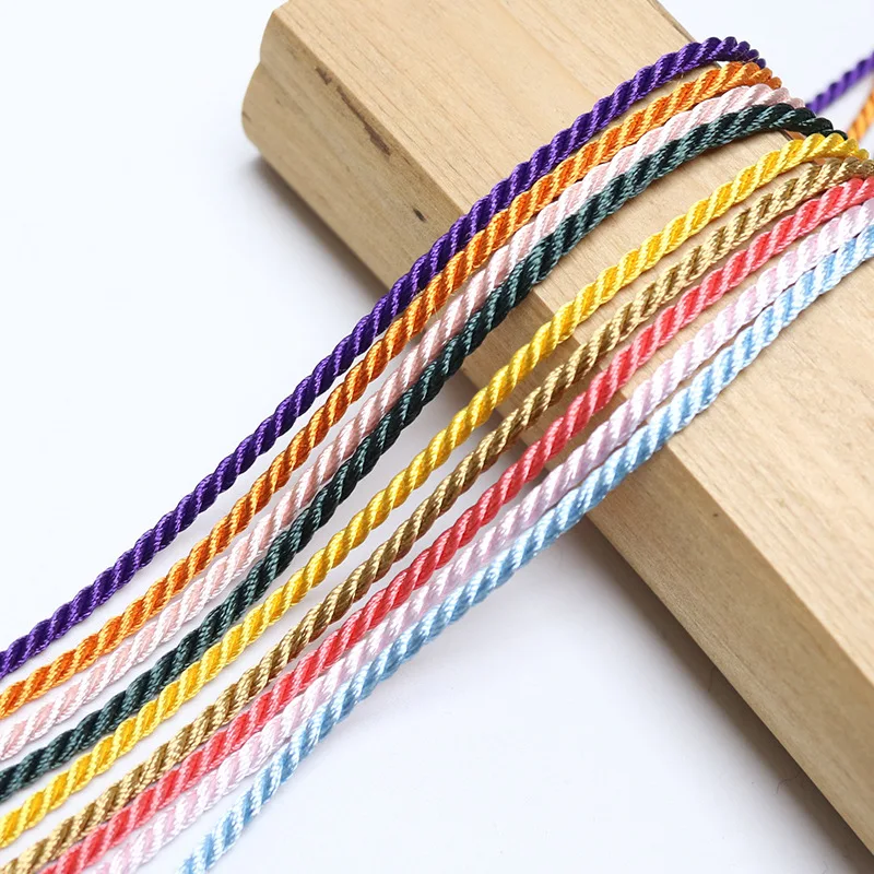Twisted Cotton Nylon Cords 10 Meters 2mm 3 Shares Colorful DIY Craft Braided Decoration Rope Drawstring Belt Accessories JK For Cotton Nylon Rope Cord