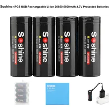 12v батарейка UPS 12vSoshine 4 шт USB литий-ионная аккумуляторная 26650 5500mAh 3,7 V Защищенные батареи аккумулятор аккумуляторная батарея