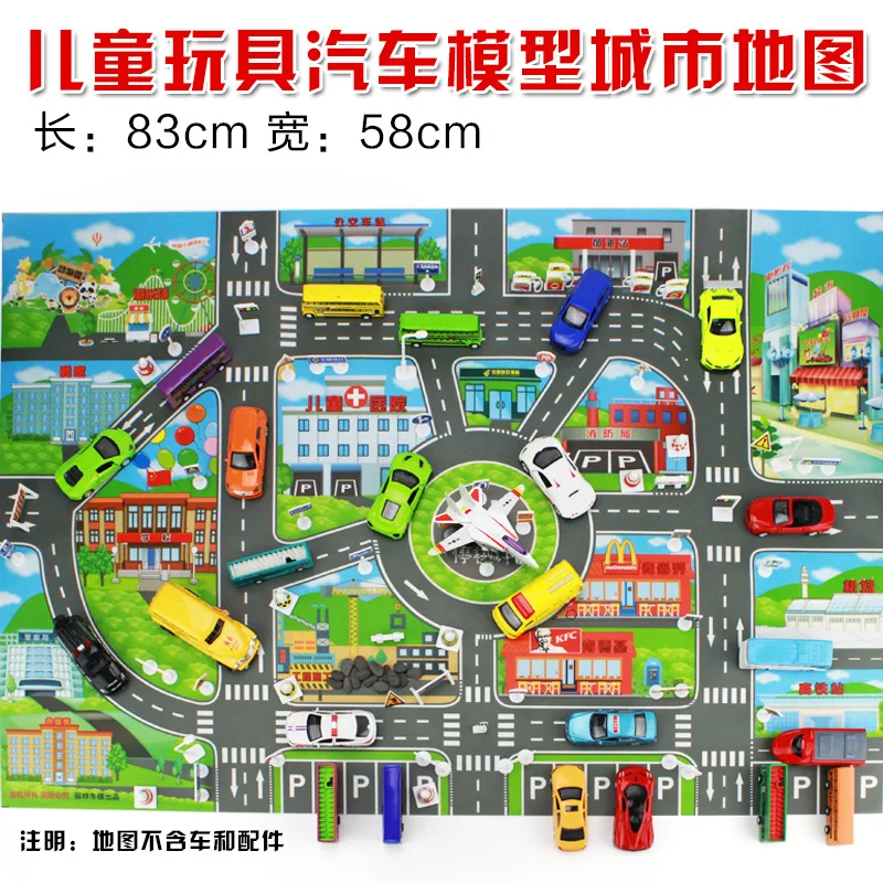 

Factory Price CHILDREN'S Toy Chinese Parking Lot Landscape Landmark Map 83*57 Cm Excluded Car And Accessories