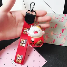 Новогодняя удача безопасность Счастливый Кот кукла-брелок для ключей мультфильм наручный ремень автомобильные брелоки с орнаментами подарок оптом