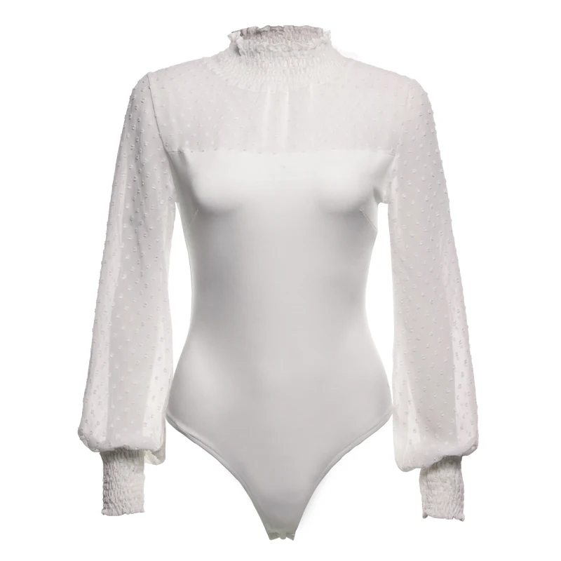 Ladies Long Sleeve Solid Jumpsuit High Neck Slim Fit Bodycon Tight Sexy Bodysuit