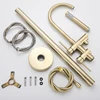 Senlesen Brushed Gold Bathroom Shower Flooring Standing Faucet Floor Mount Bathtub Shower Faucet Brass Dual Handle Tub Mixer Tap 5