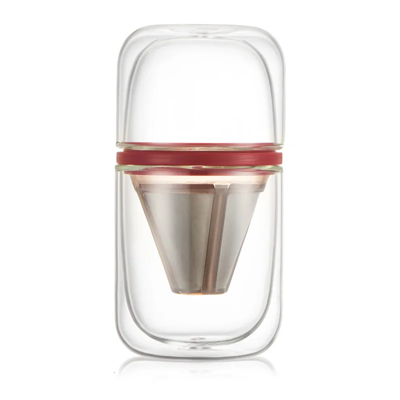 Rose Red 10 шт., портативная стеклянная кофеварка для путешествий и бизнеса, капсульный набор, кофейная капельница, капельный чайник, чайный фильтр, чайник, капсула Nespresso - Цвет: Rose Red