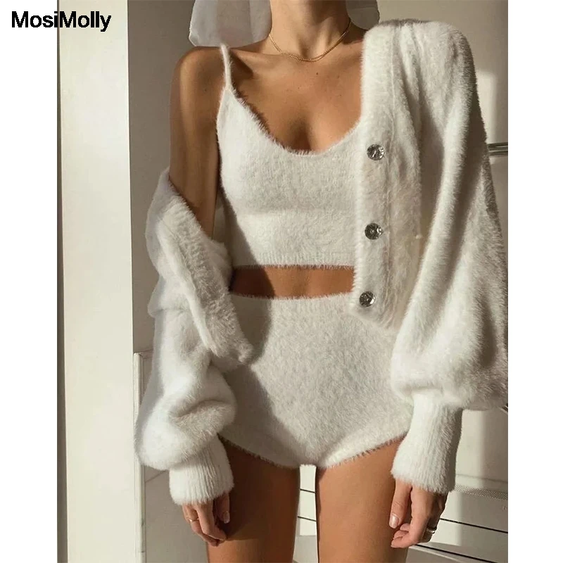 Осень зима 2020 вязаный комбинезон MosiMolly комбинезоны женские из двух предметов